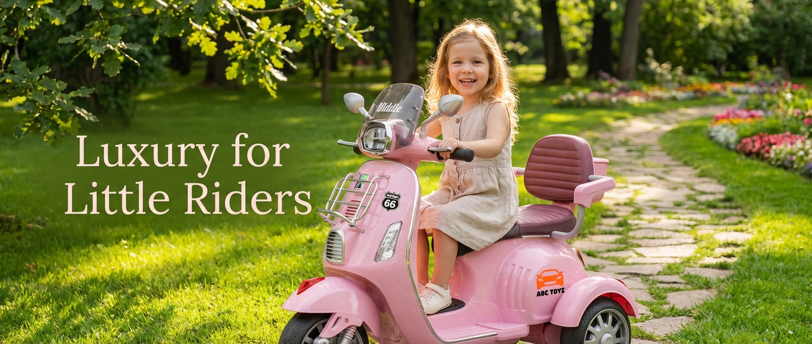 Close-up of ABC Toyz Vespa Scooter's dashboard and controls