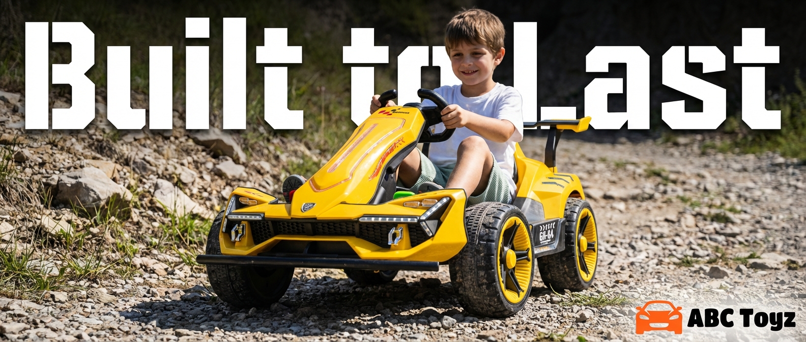 Child driving ABC Toyz Racing 2030 with an adult