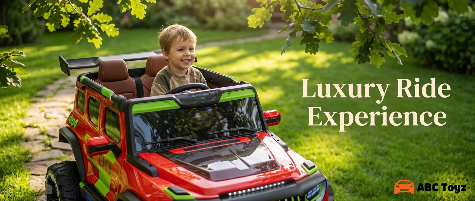 Close-up of ABC Toyz Premium EV1177 wheels and suspension